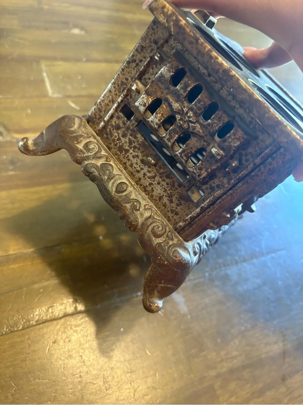 Antique Eagle Cast Iron Mini Stove Toy Salesman Sample Miniature Ornate Footed
